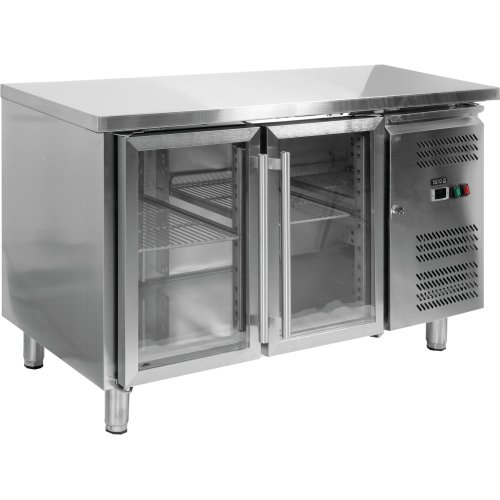 Glass tables and refrigerated cabinets