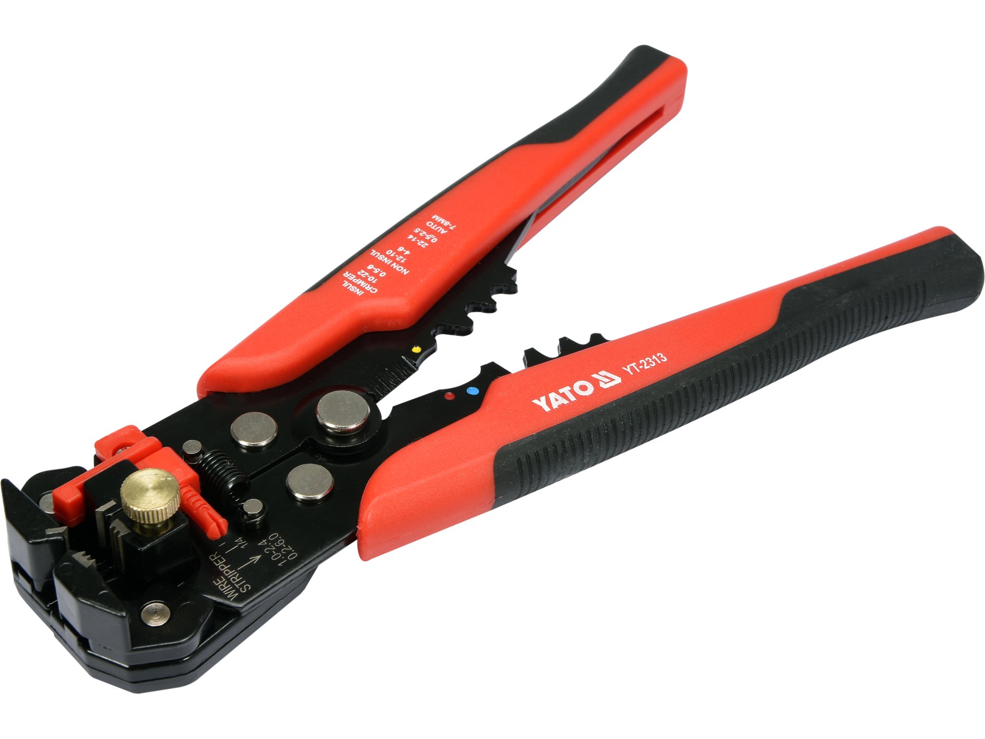Universal wire stripper and ratchet crimping pliers