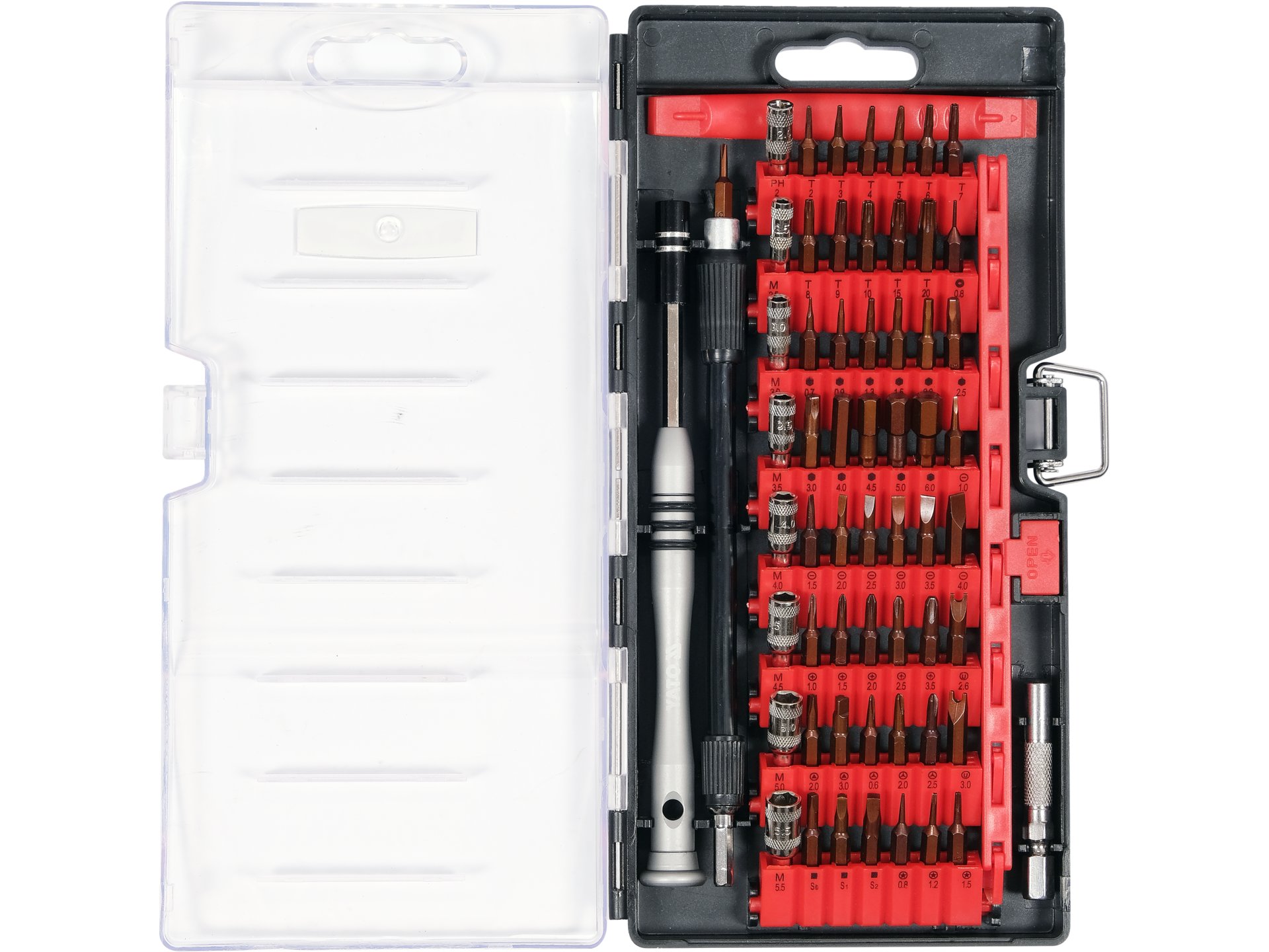 Precision screwdriver bit set with handle