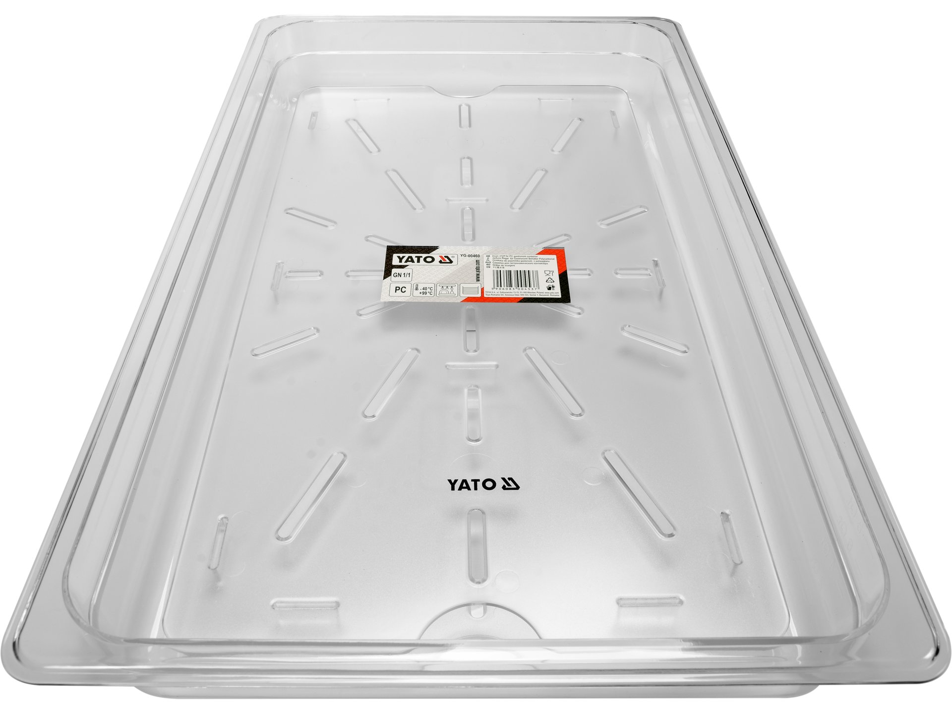 Drain shelf for PC gastronom container
