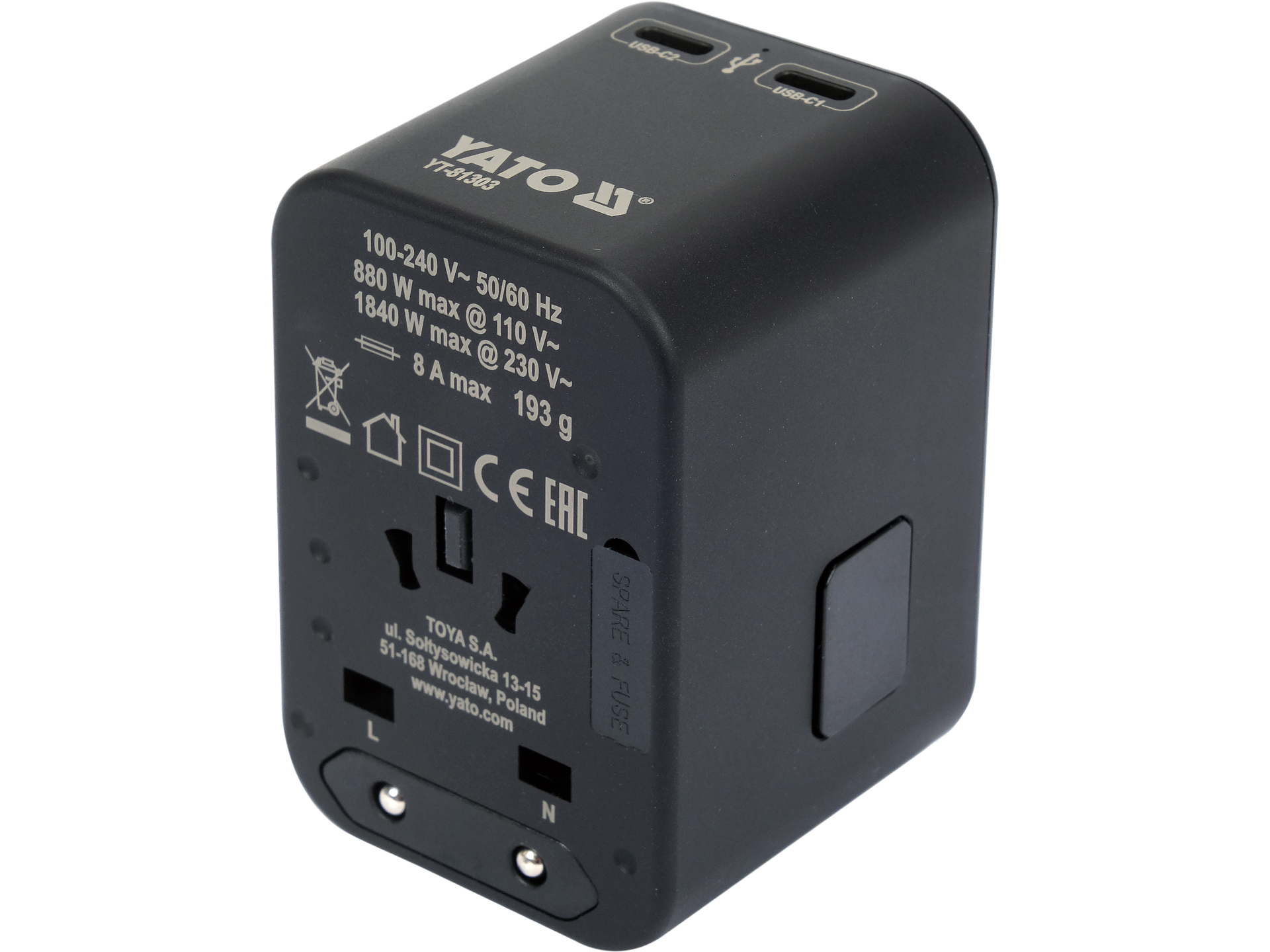 Universālais ceļojuma adapteris ar USB