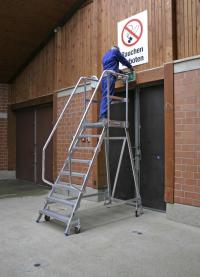 Ladder - platform  7 aluminium steps  - 3.70m
