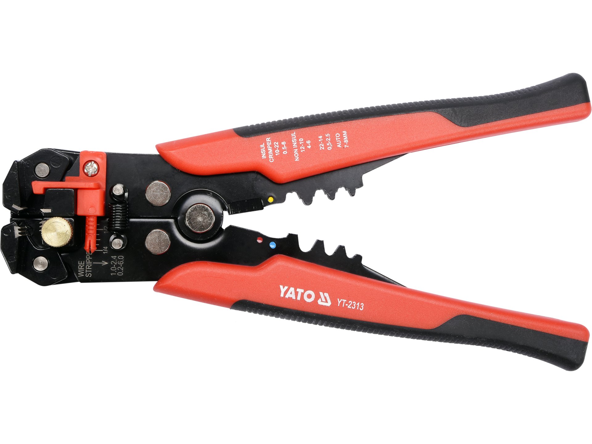 Universal wire stripper and ratchet crimping pliers