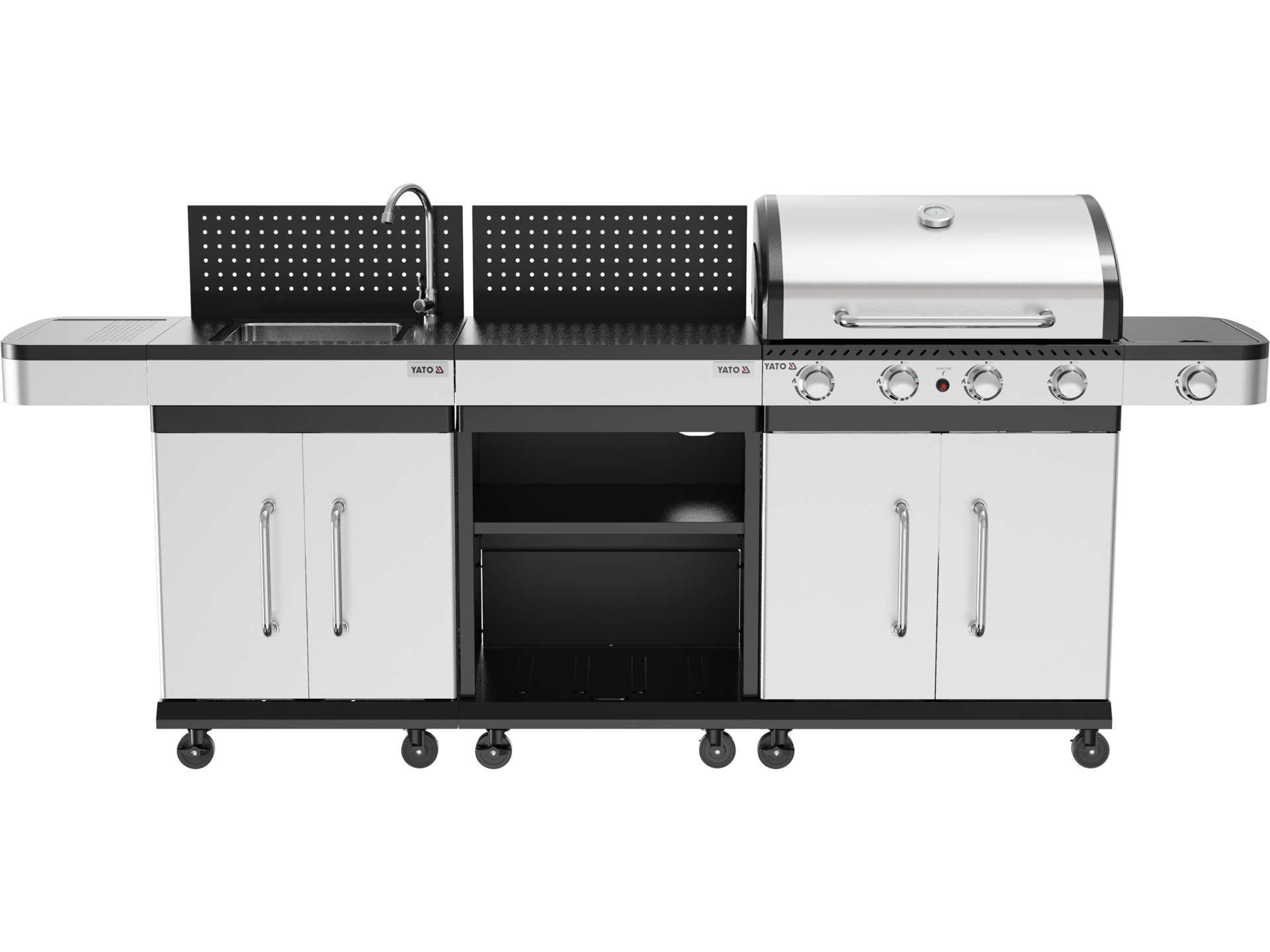 Modular cabinet with sink for gas grill