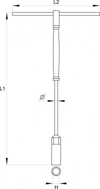 T- veida muciņu atlega / DEEP ar ROTARY rokruri 15 mm