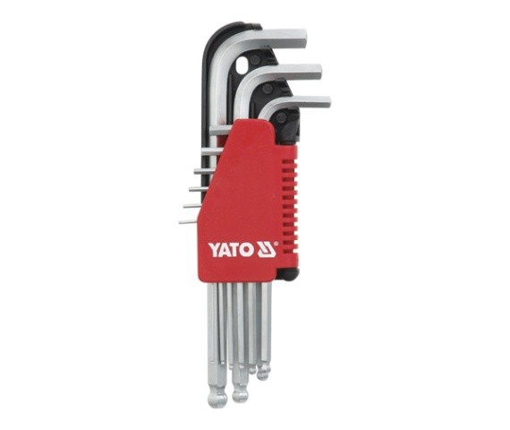 Ballpoint key set 9 pcs., CrV, elongated