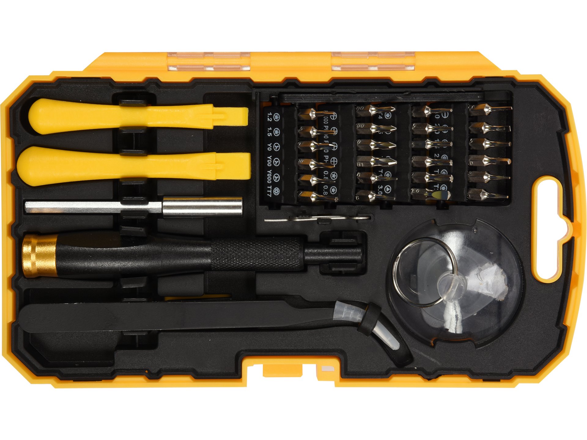 Precision screwdriver bit set with handle