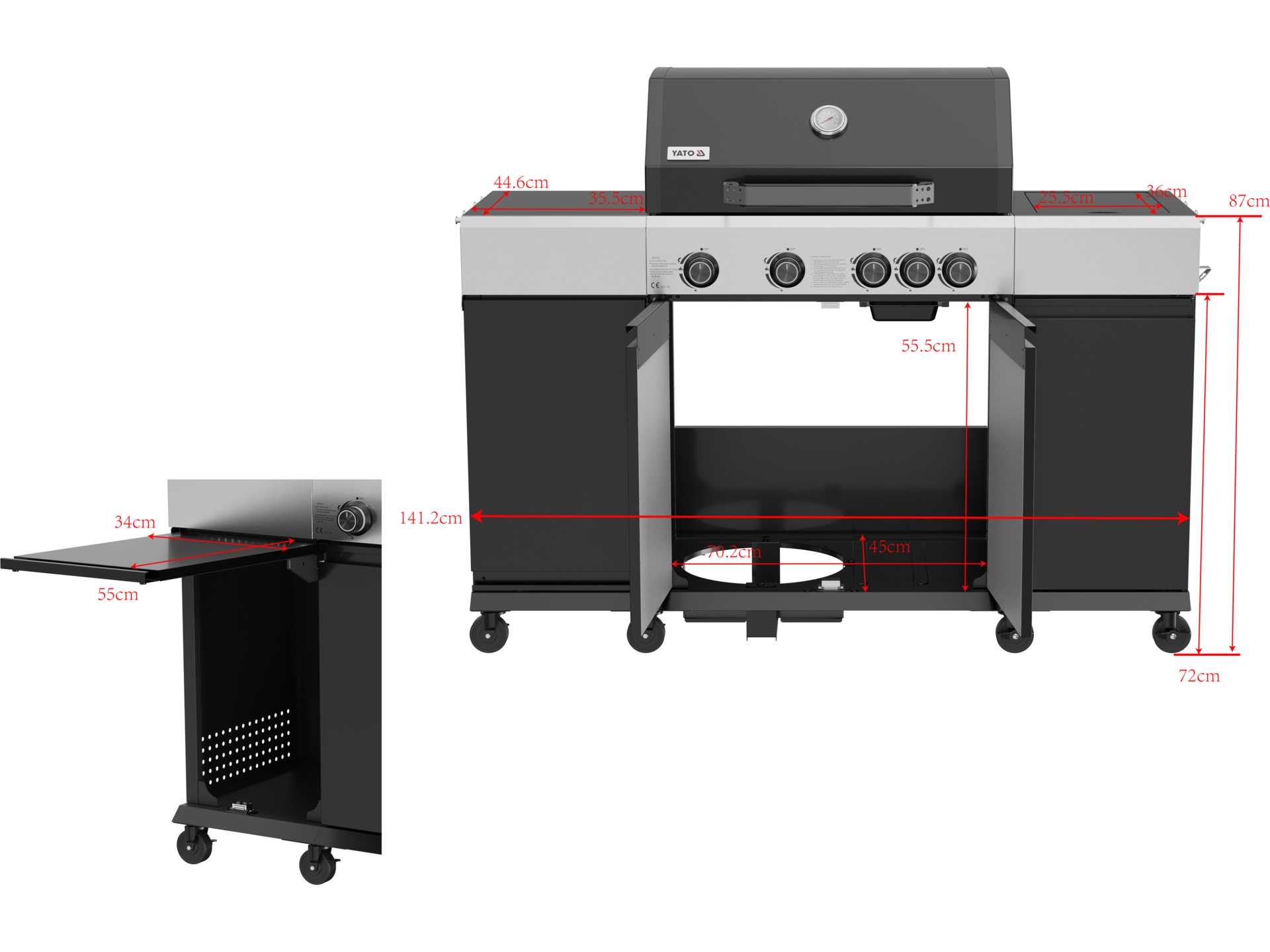 Gas grill with mini kitchen