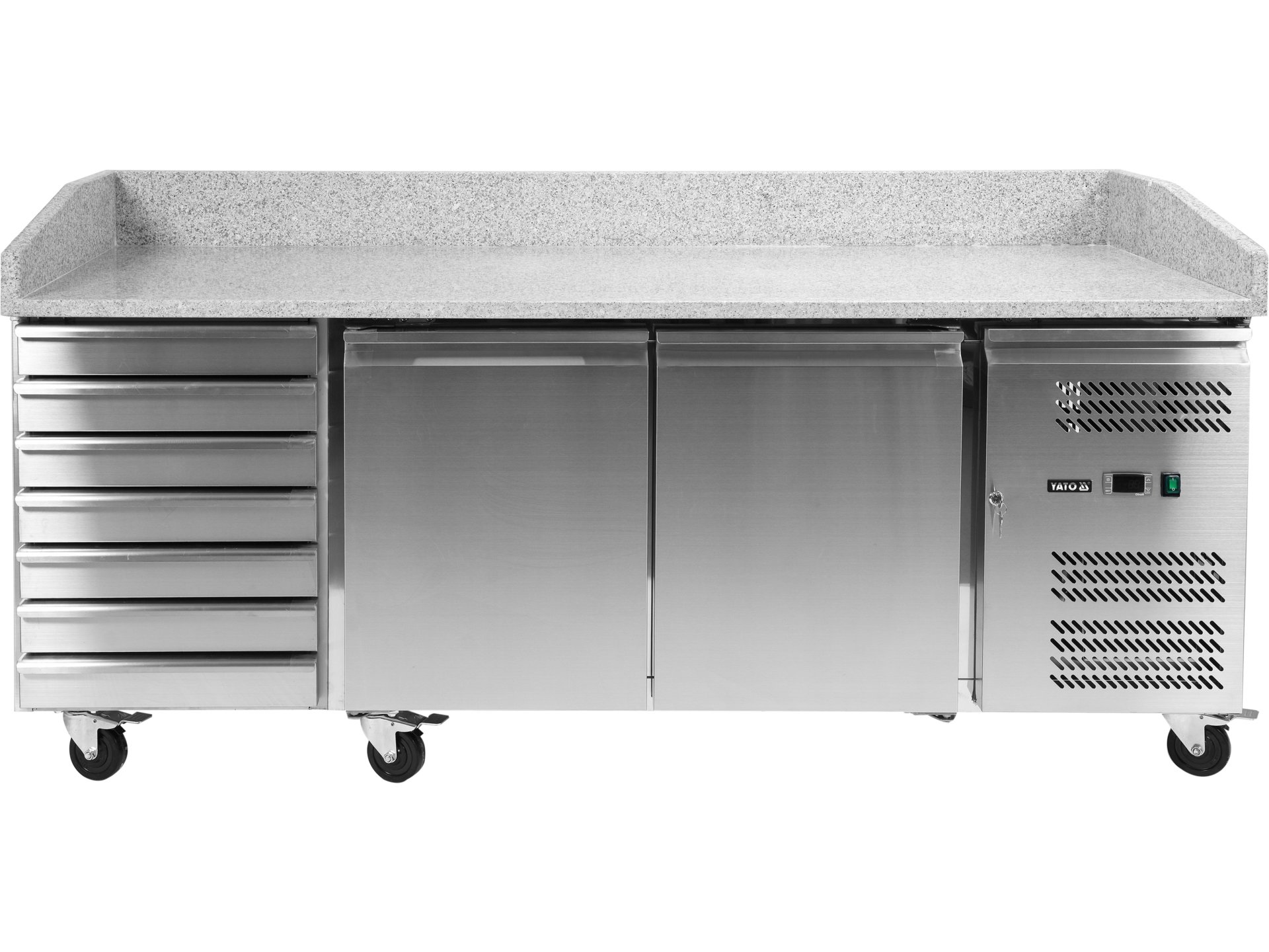 Refrigerated pizza counter with granite worktop and 7 drawers