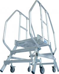 Ladder - two-way platform 3 aluminium steps - 2.70m