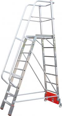 Kopėčios su platforma ir turėklais VARIO, traversa 750 9 pak. - 4.10m