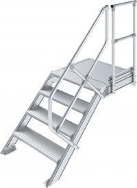 Izturīgas alumīnija kāpnes KRAUSE ar platformu 600mm /45°