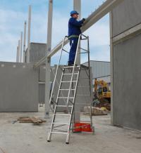 Kopėčios su platforma ir turėklais VARIO, traversa 750 9 pak. - 4.10m