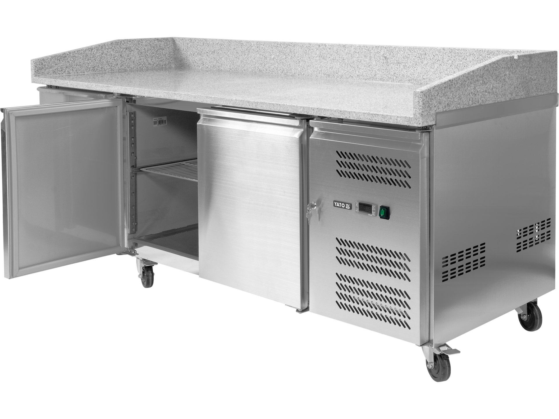 Refrigerated pizza counter with granite worktop and 7 drawers