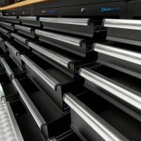 Darba galds PRO - eiken werkblad - 18 lades - 200 cm - zwart