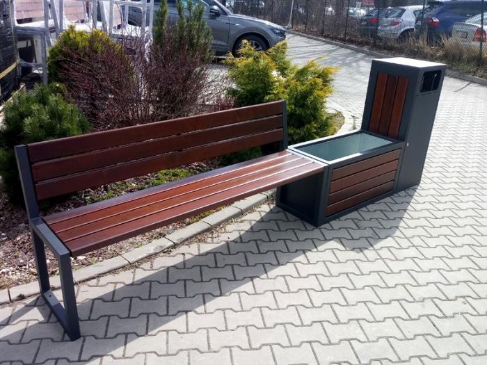 Solu komplekts ar atzveltni + puķu pods + atkritumu tvertne
