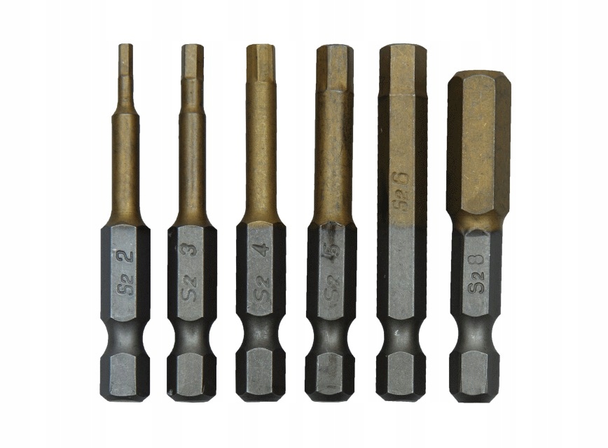 Uzgaļu komplekts 6 gab: H2, H3, H4, H5, H6, H8, 50mm, 1/4"