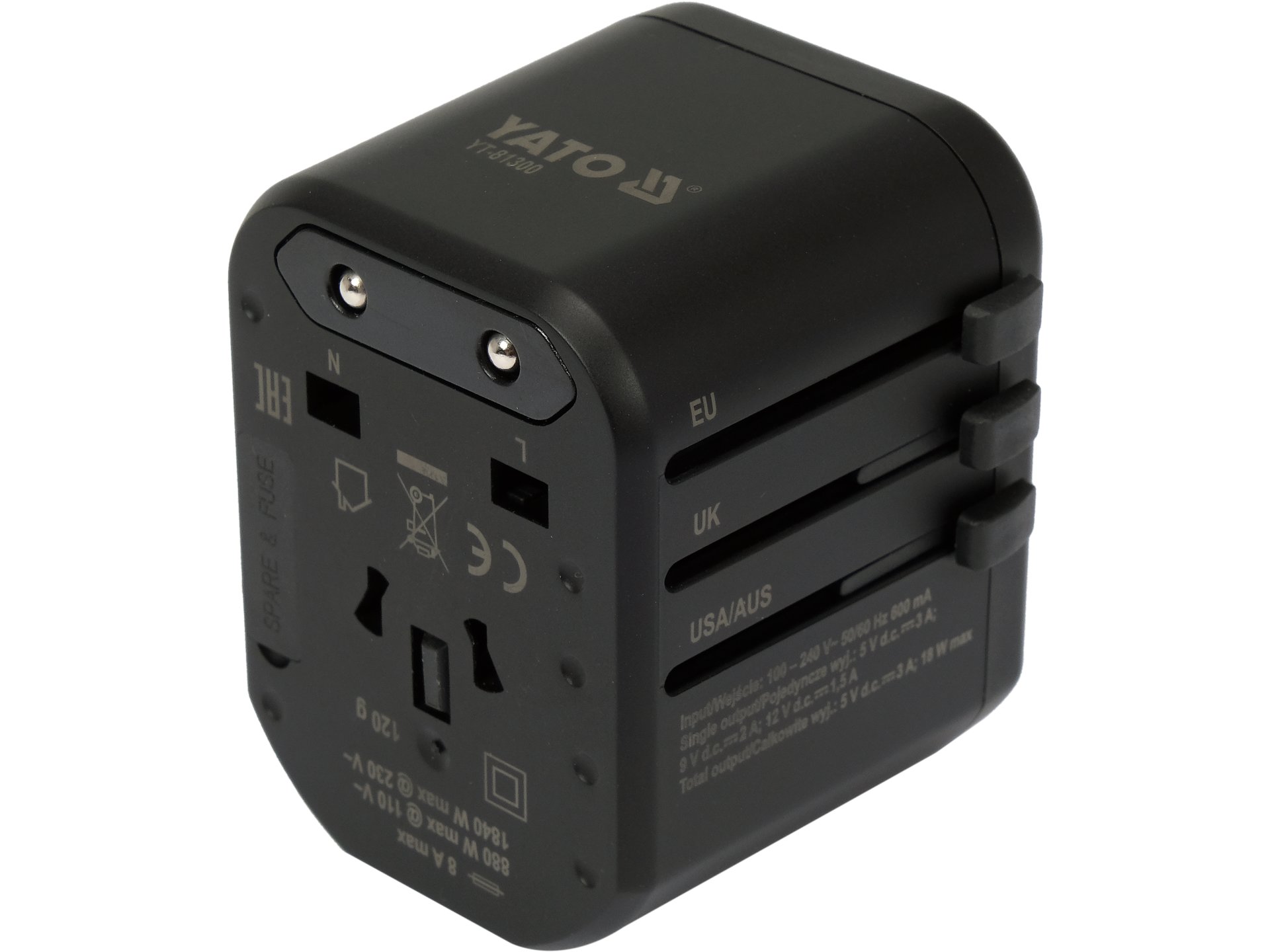 Universālais ceļojuma adapteris ar USB
