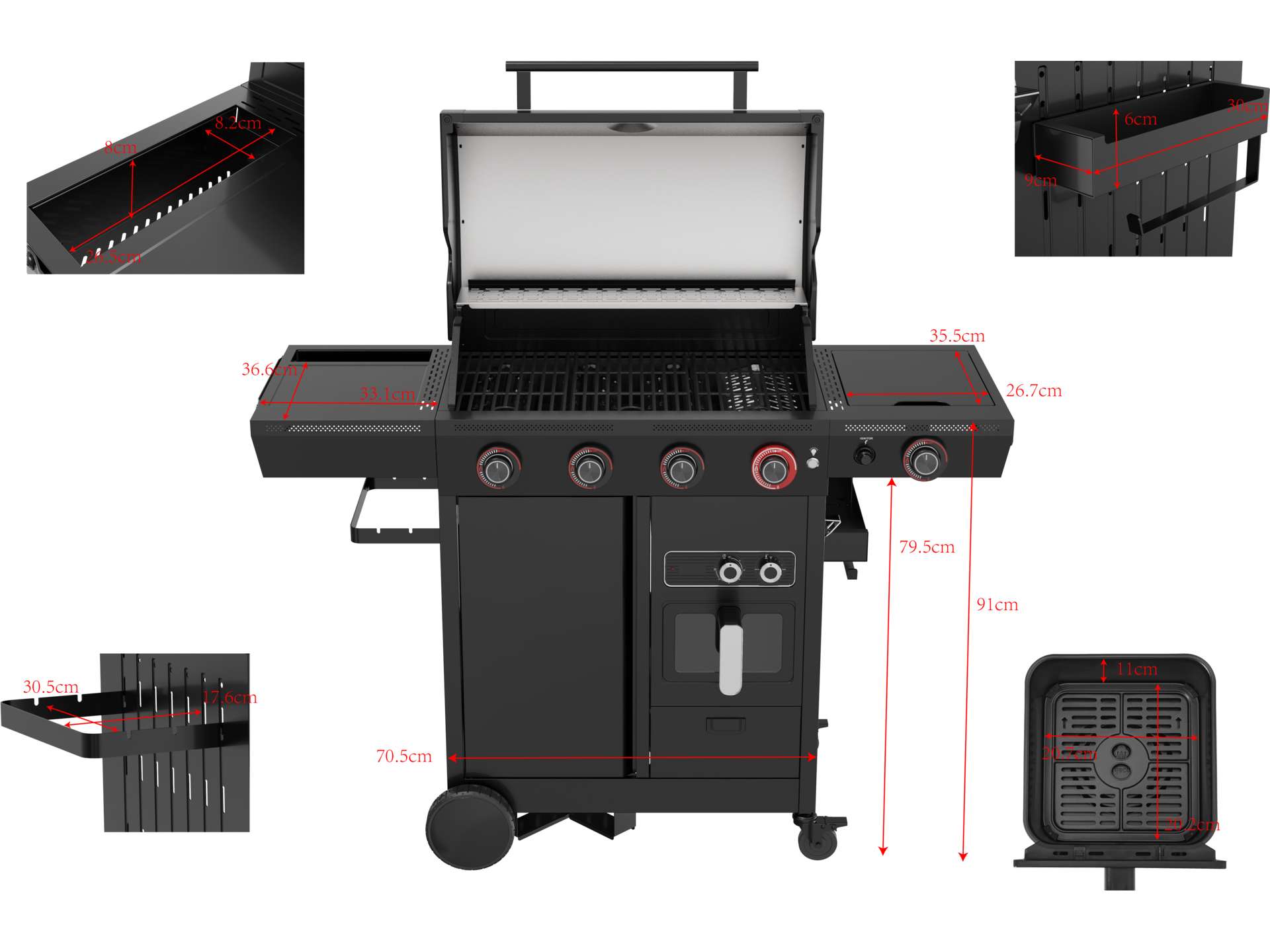 Gas grill with air fryer