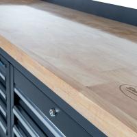 Darba galds PRO - eiken werkblad - 18 lades - 200 cm - zwart