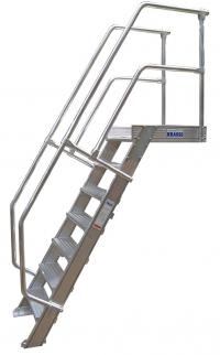Izturīgas alumīnija kāpnes KRAUSE ar platformu 600mm /45°