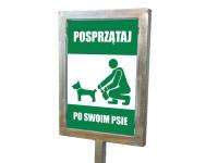 Zīme ar atbalsta konstrukciju "satīrīt pēc sava suņa"