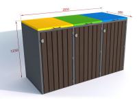 Konstrukcija atliekų konteineriams ir 3x240l su raktinėmis spynomis