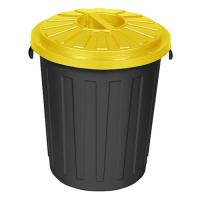 Plastmasas tvertne melna ar dzeltenu vāku - 24 l